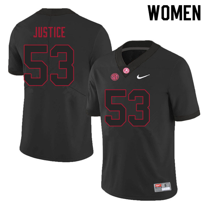 Alabama Crimson Tide Women's Kevin Justice #53 Black NCAA Nike Authentic Stitched 2021 College Football Jersey OV16L88YT